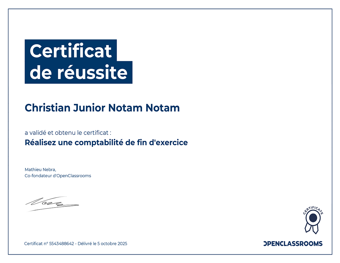 Comptabiite de fin d'exercice